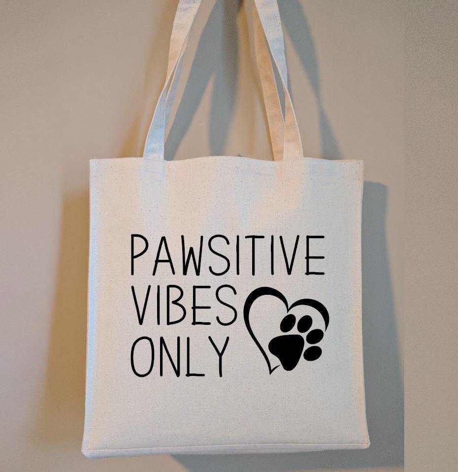 Pawsitive Vibes Only Cotton Canvas Market Bag - The Spirit Den