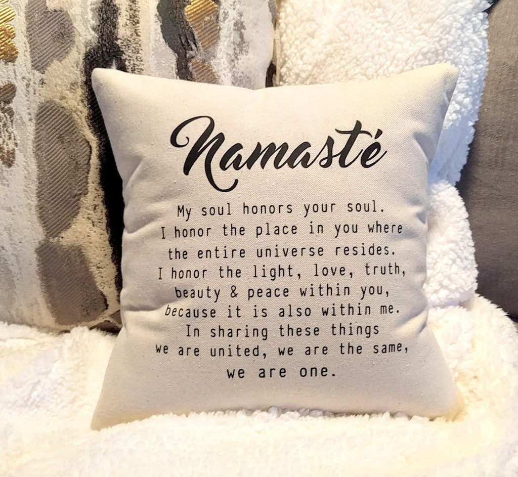 Namaste Definition Cotton Canvas Natural Pillow 
