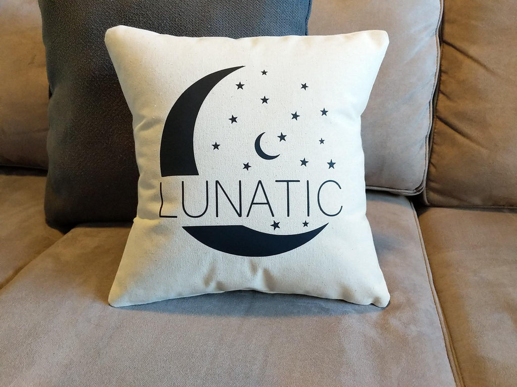Lunatic Moon Cotton Canvas Natural Pillow 