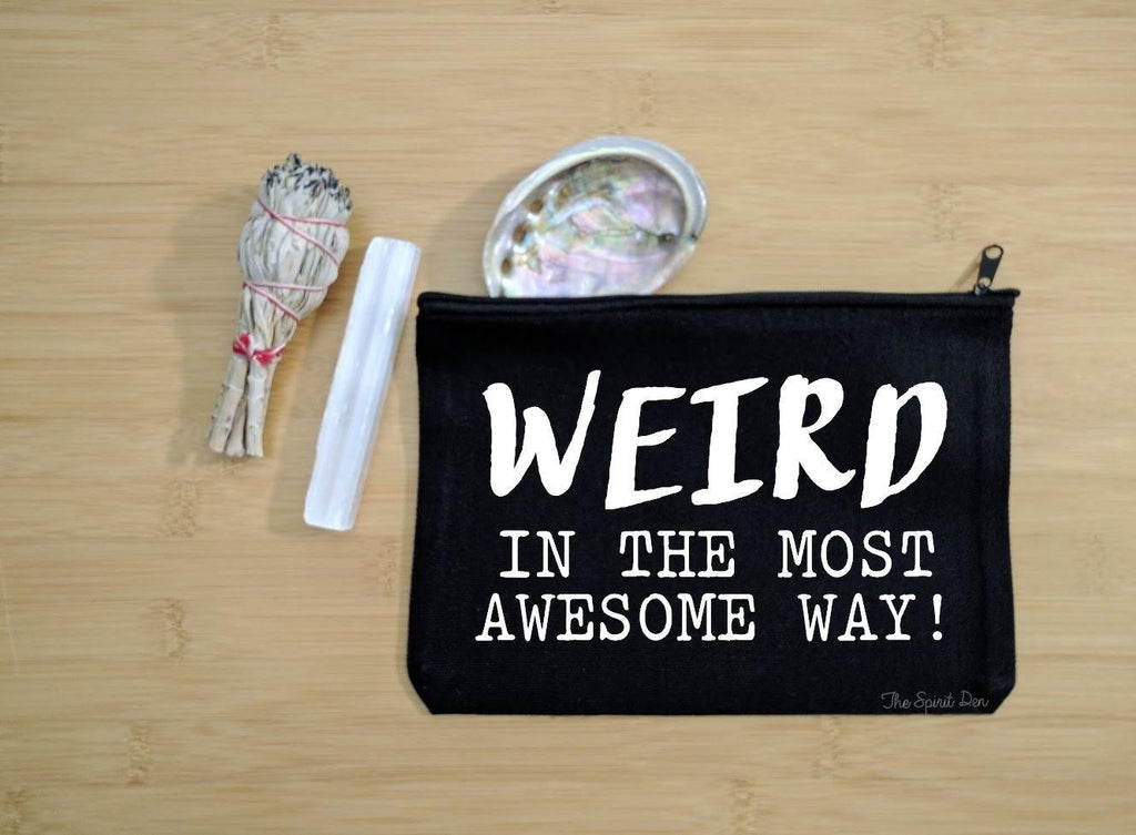 Weird In The Most Awesome Way Black Canvas Zipper Bag 