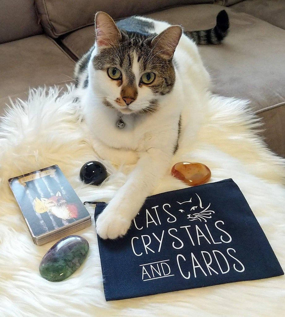 Cats Crystals And Cards Black Canvas Zipper Bag 