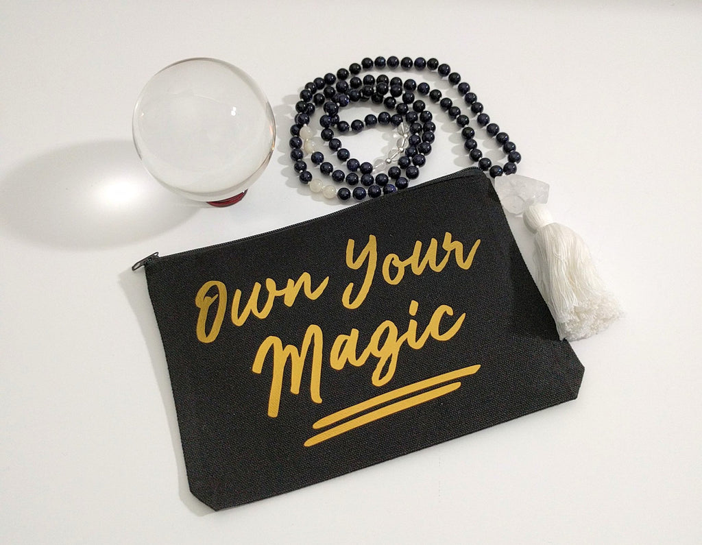 Own Your Magic Black Canvas Zipper Bag 