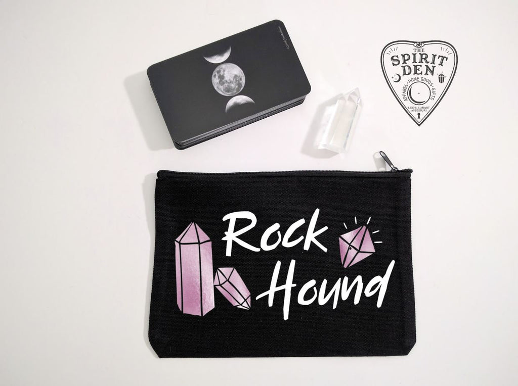 Rock Hound Rose Quartz Black Zipper Bag 