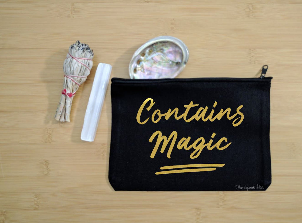 Contains Magic Black Canvas Zipper Bag 