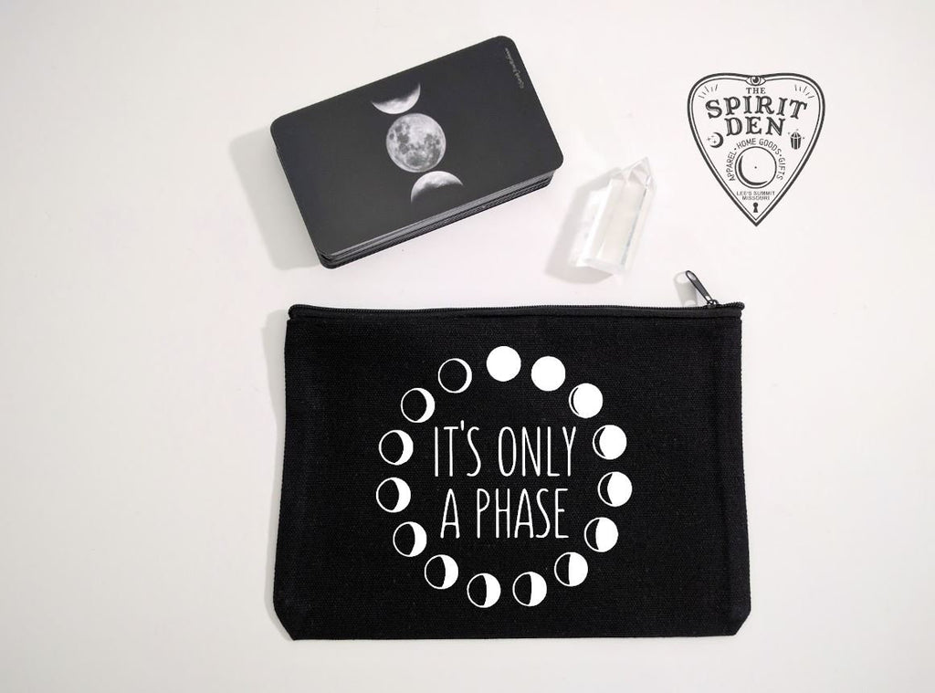 It's Only A Phase Black Canvas Zipper Bag 