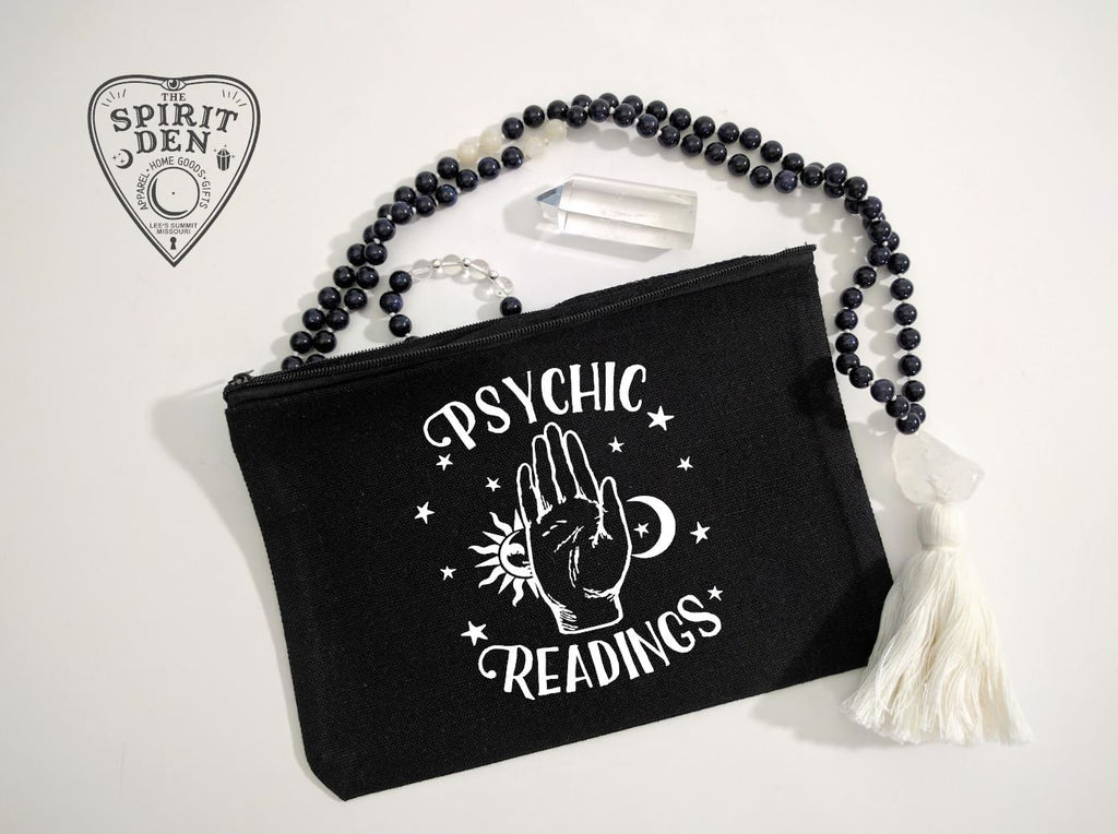 Psychic Readings Palmistry Black Canvas Zipper Bag 