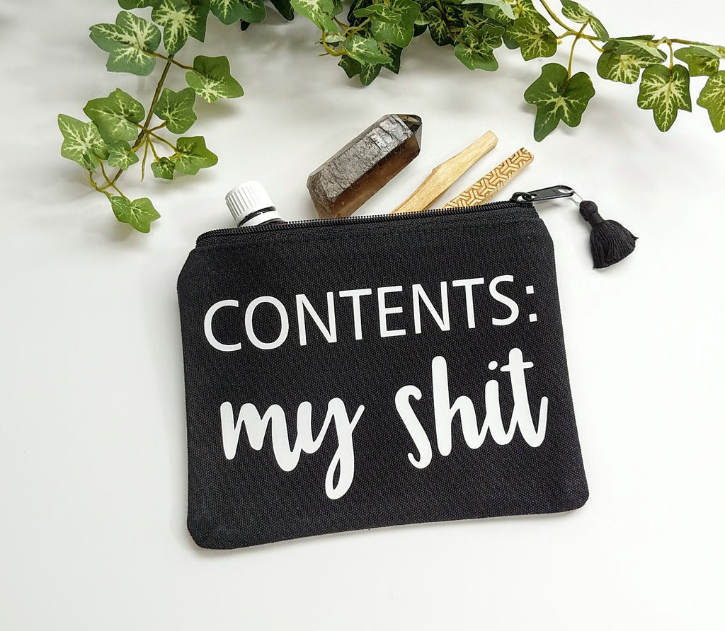 Contents: My Sh!t Black Canvas Zipper Bag 