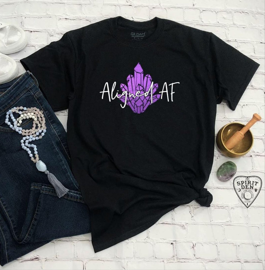 Aligned AF Purple Metallic Design T-Shirt - The Spirit Den