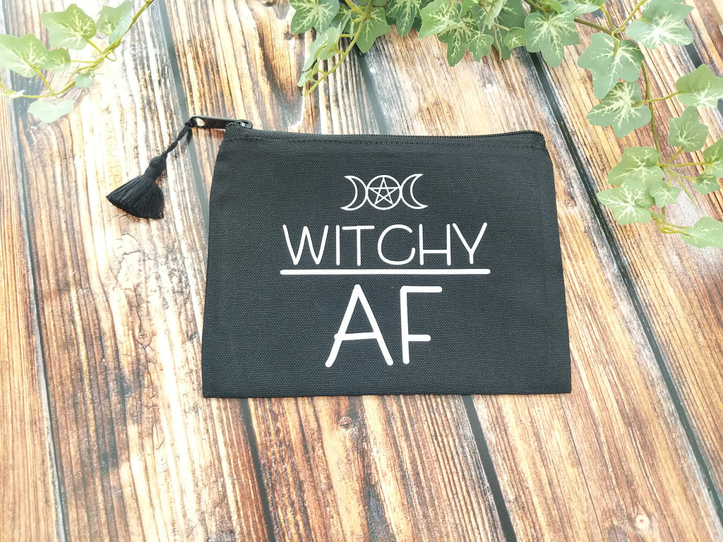 Witchy AF Black Canvas Zipper Bag 