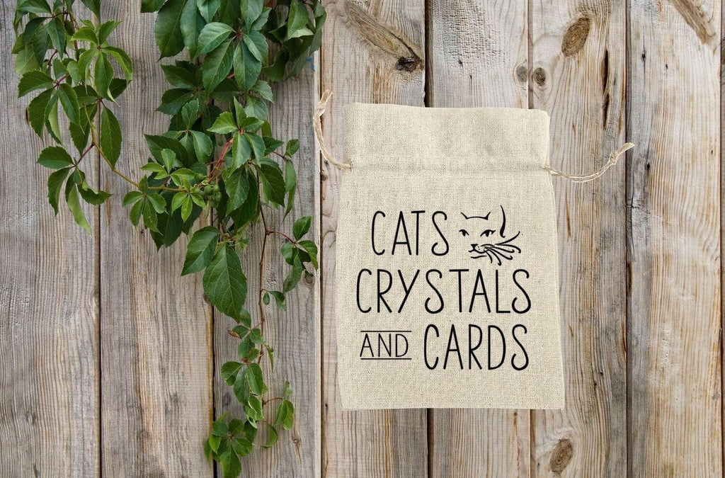 Cats Crystals and Cards Linen  Deck Bag 