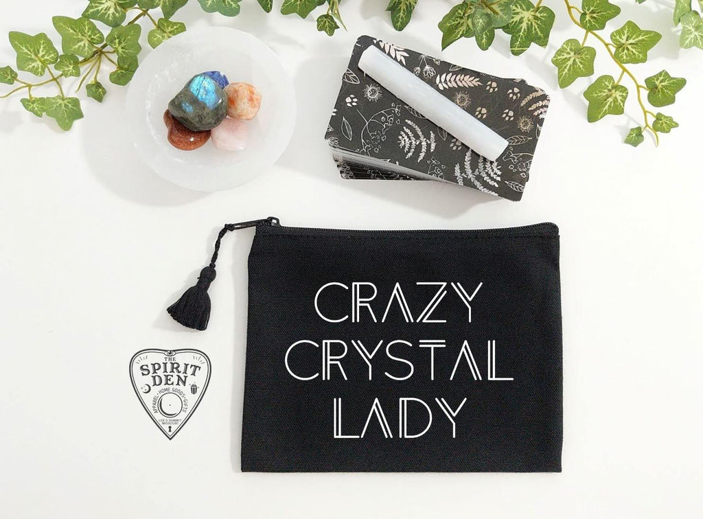 Crazy Crystal Lady Black Zipper Bag 