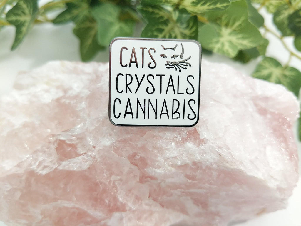 Cats Crystals Cannabis Enamel Pin 