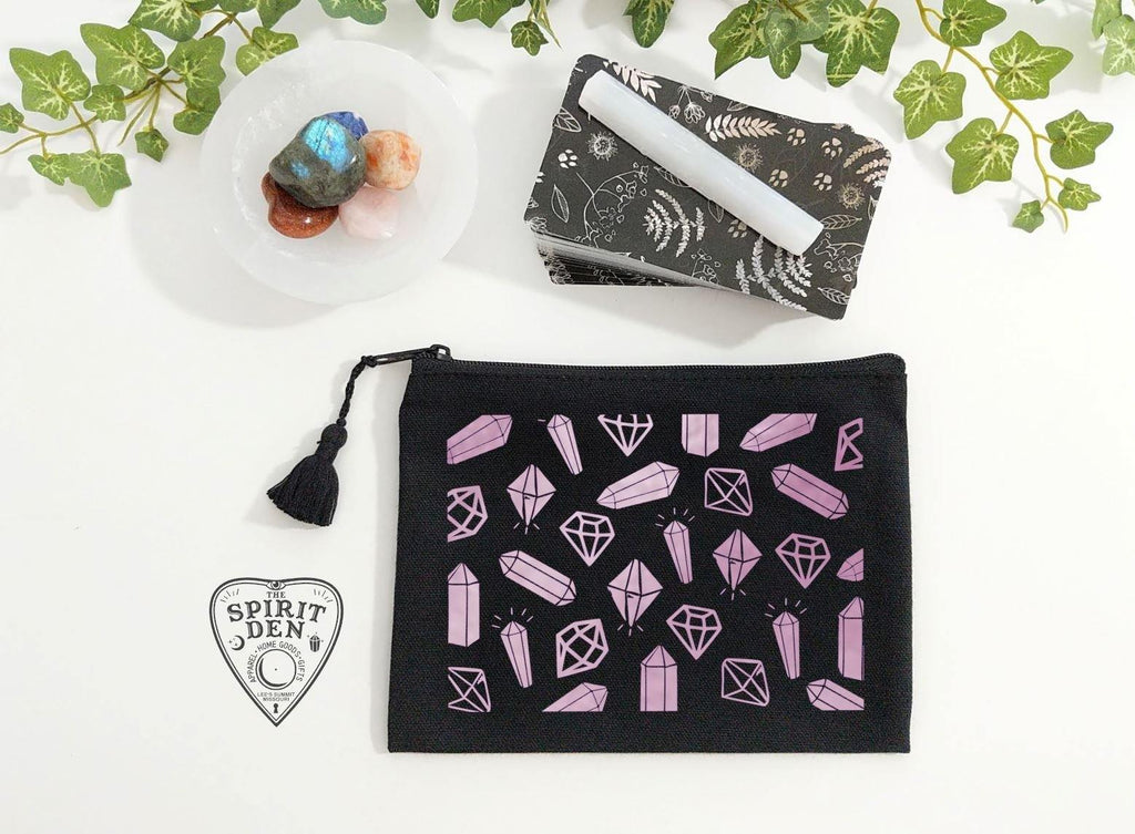 Crystals for Days Black Zipper Bag 