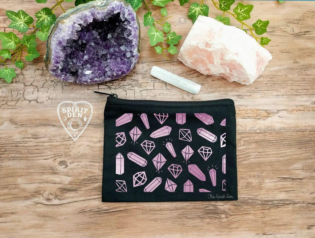 Crystals for Days Black Zipper Bag 