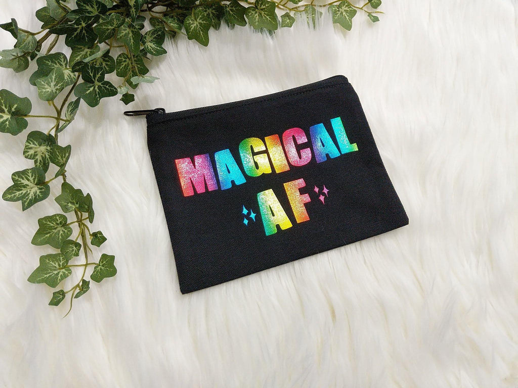 Rainbow Magical AF Black Zipper Bag 