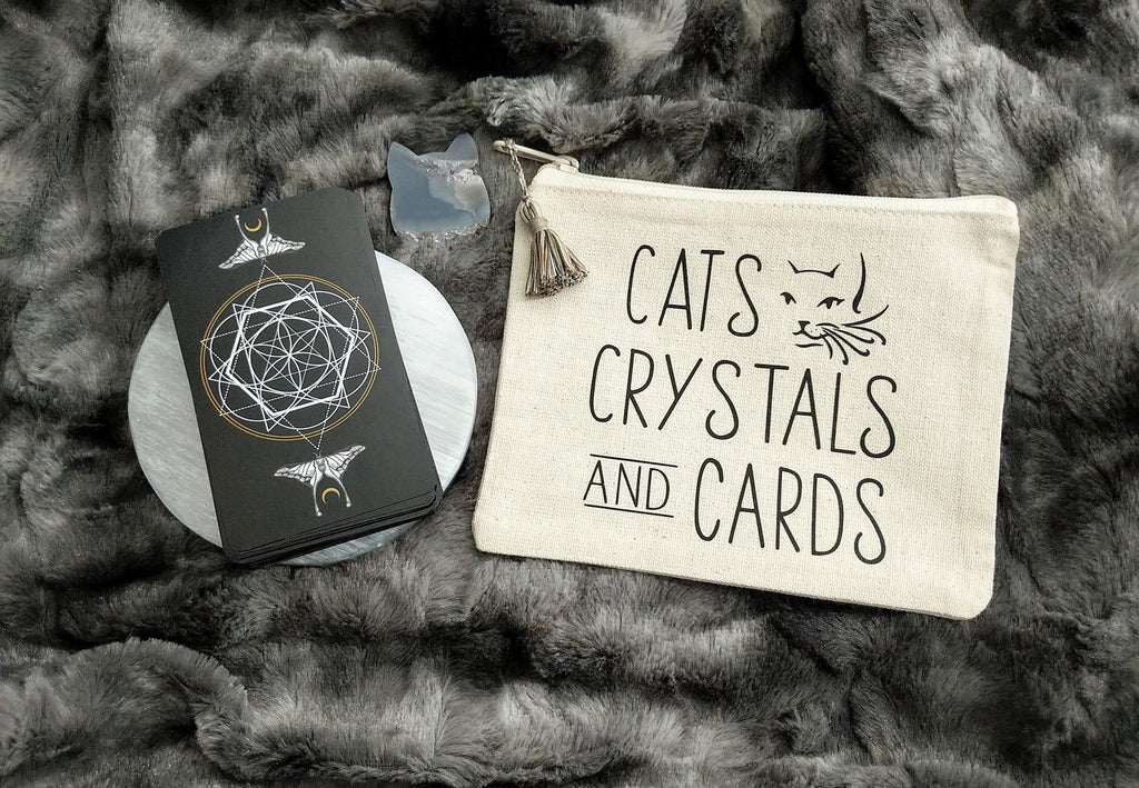 Cats Crystals And Cards Canvas Zipper Bag 