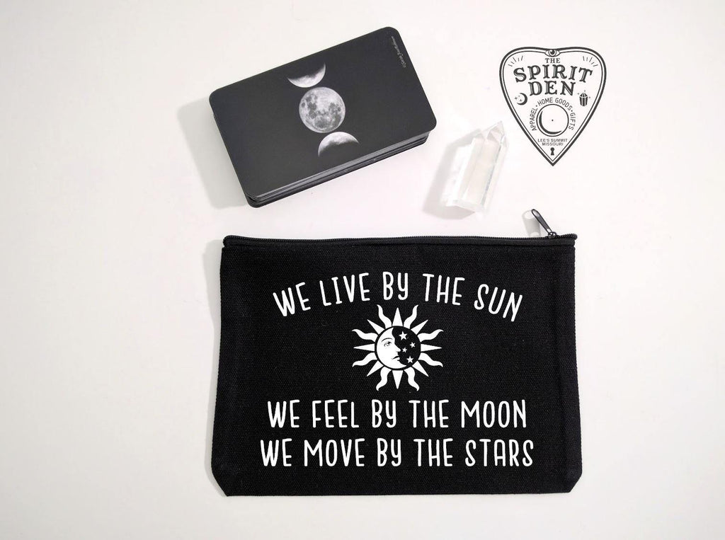 We Live By The Sun Feel By The Moon Move By The Stars Black Canvas Bag 