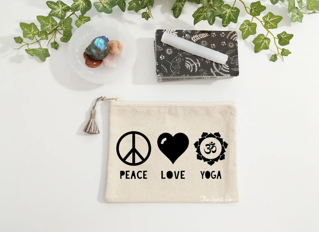 Peace Love Yoga Canvas Zipper Bag 