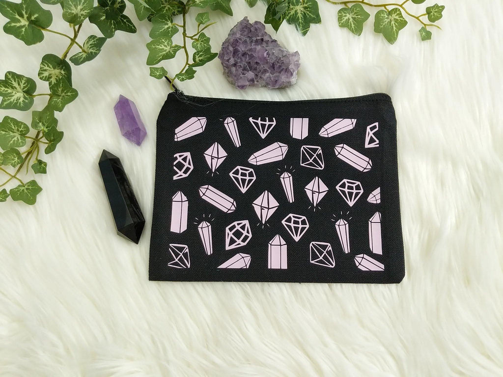 Crystals for Days Black Zipper Bag 