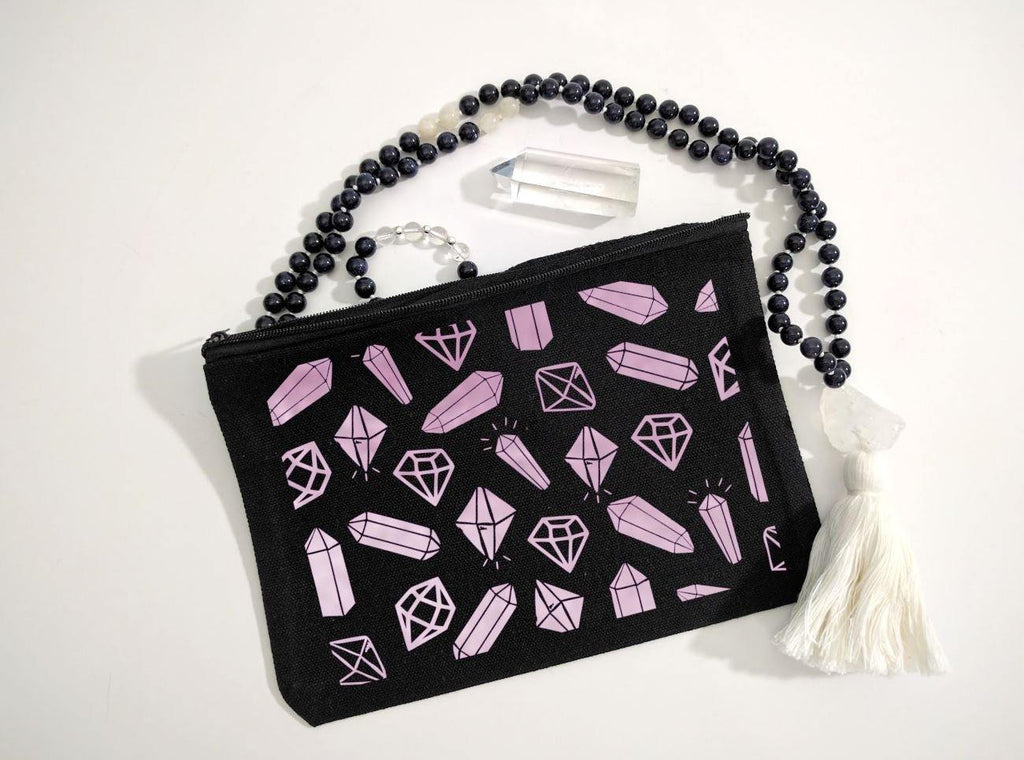 Crystals for Days Black Zipper Bag 