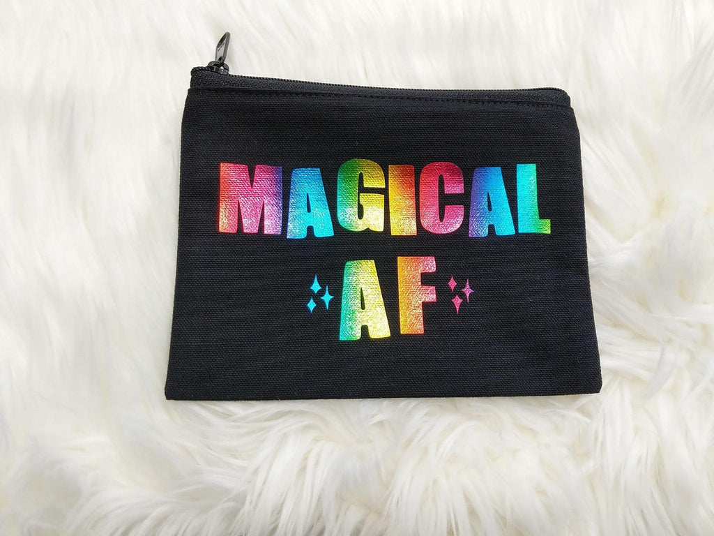 Rainbow Magical AF Black Zipper Bag 
