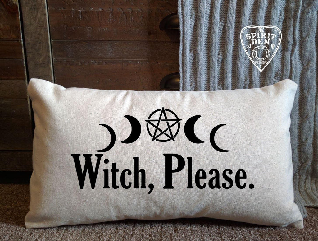 Witch Please Moon Phases Pentacle Cotton Canvas Lumbar Pillow 