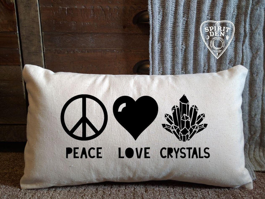Peace Love Crystals Lumbar Pillow 