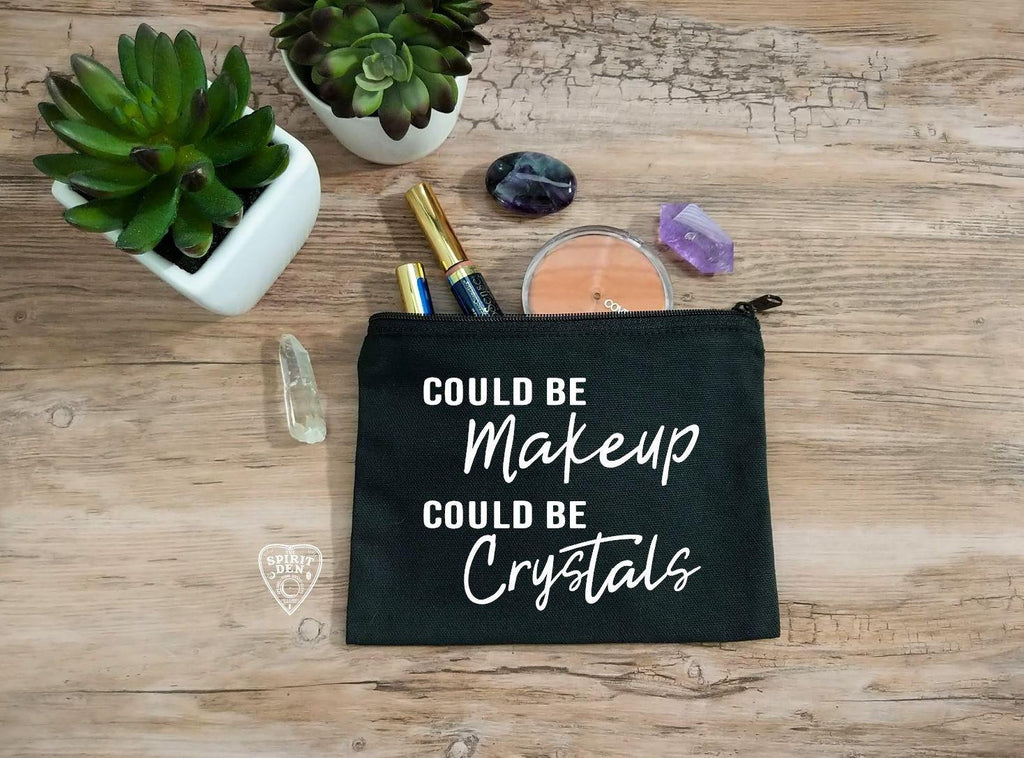 Could Be Makeup Could Be Crystals Black Zipper Bag 