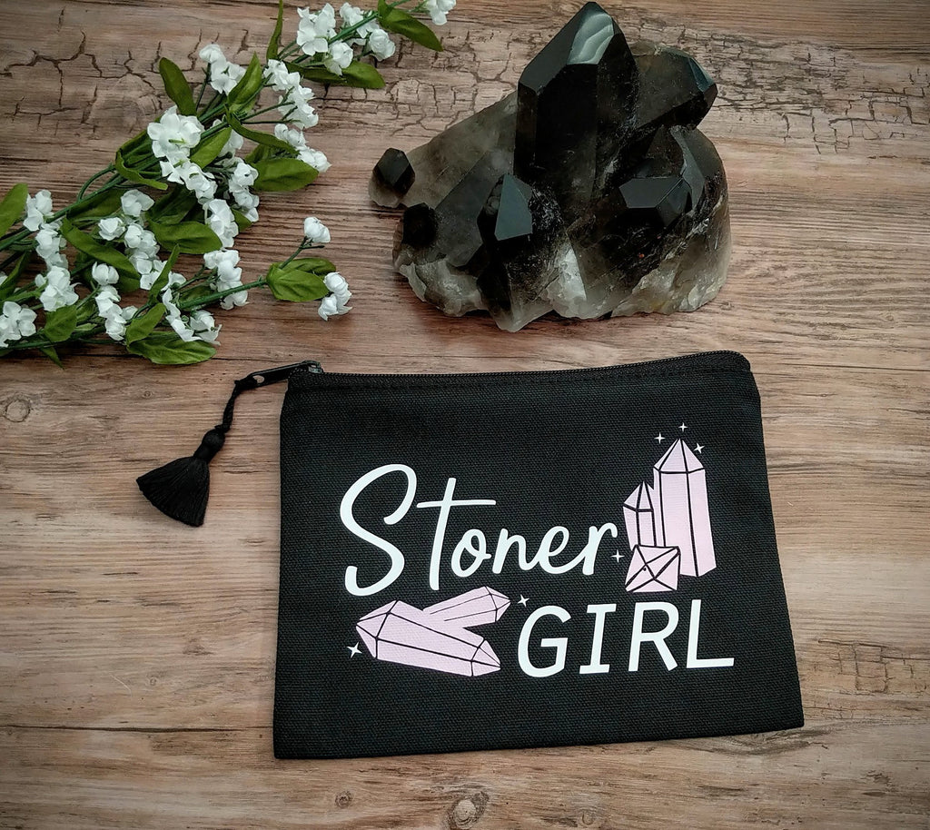 Stoner Girl Crystal Black Zipper Bag 