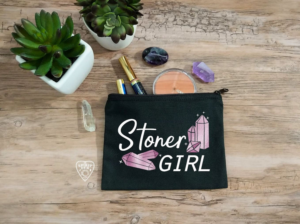 Stoner Girl Crystal Black Zipper Bag 