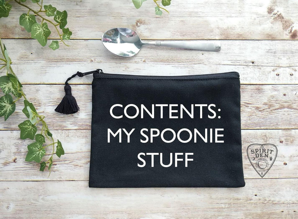 Contents: My Spoonie Stuff Canvas Zipper Bag 