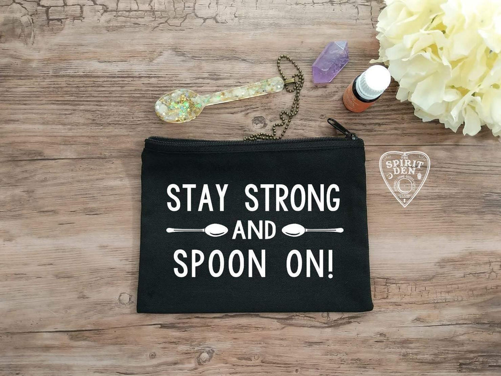 Stay Strong & Spoon On Canvas Zipper Bag 