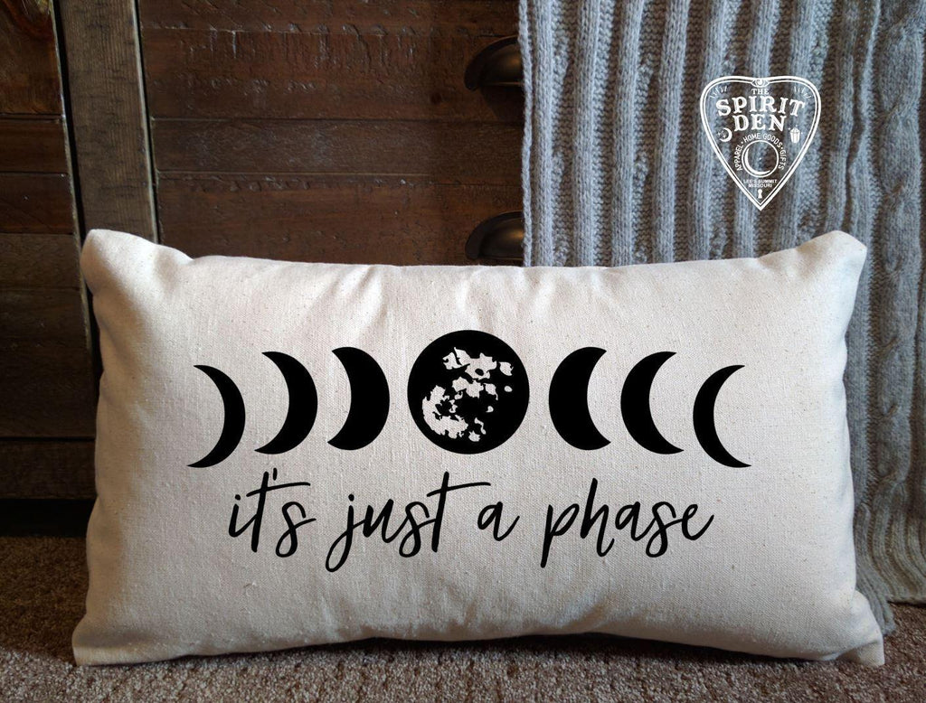 It's Just A Phase Moon Phases Cotton Lumbar Pillow - The Spirit Den