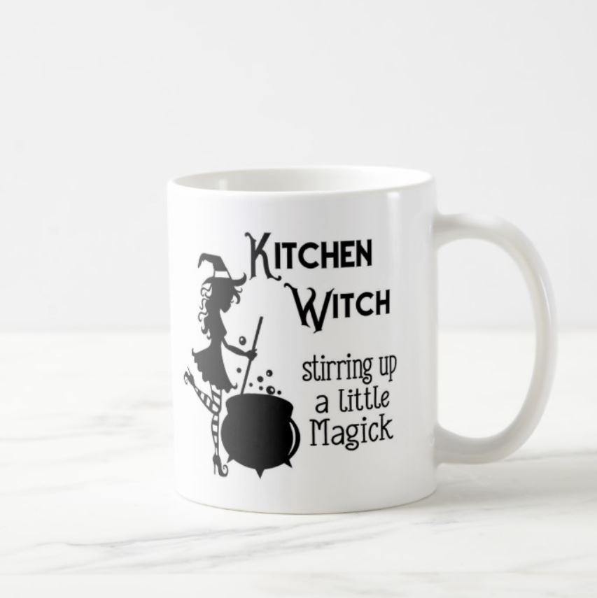 Kitchen Witch - Stirring Up A Little Magic White Mug - The Spirit Den