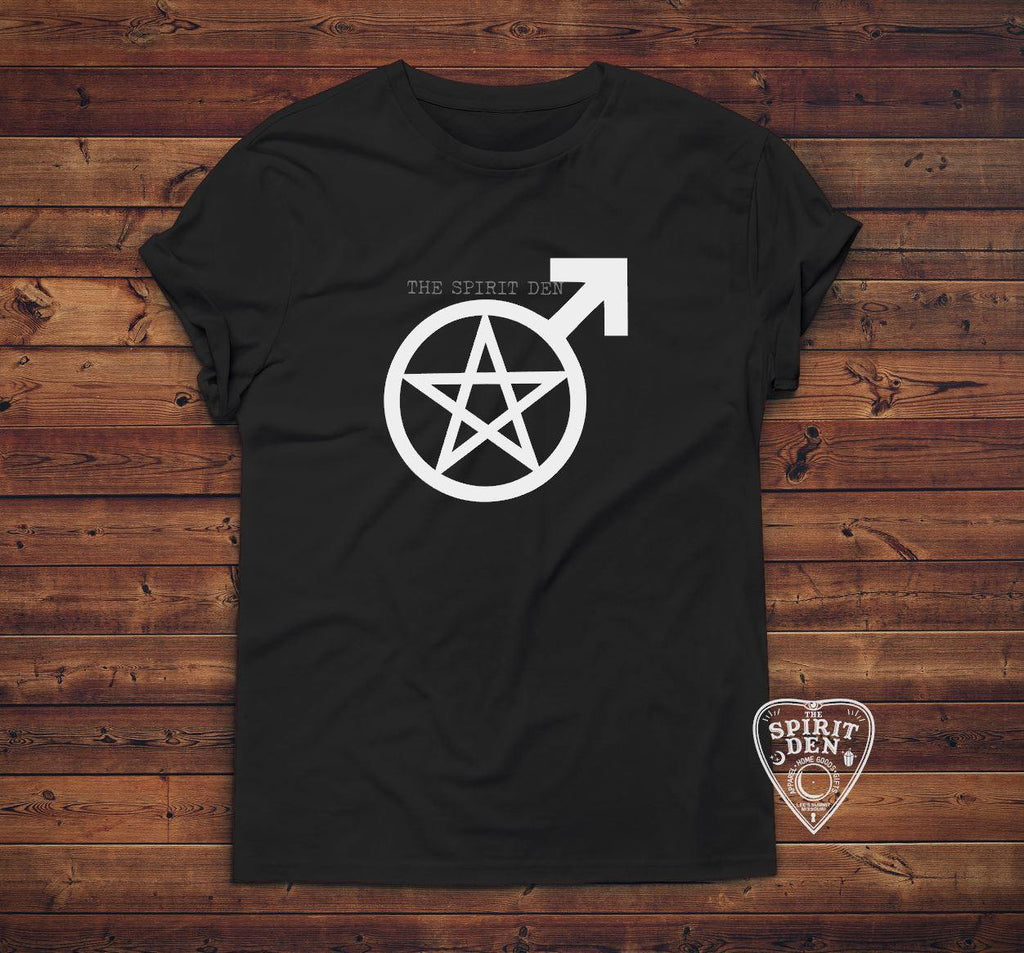 Male Witch Pentacle Symbol T-Shirt - The Spirit Den