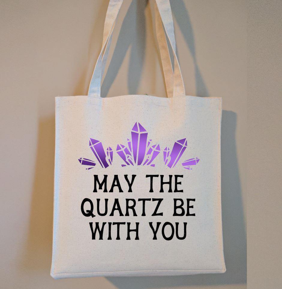 May The Quartz Be With You Cotton Canvas Market Tote Bag - The Spirit Den