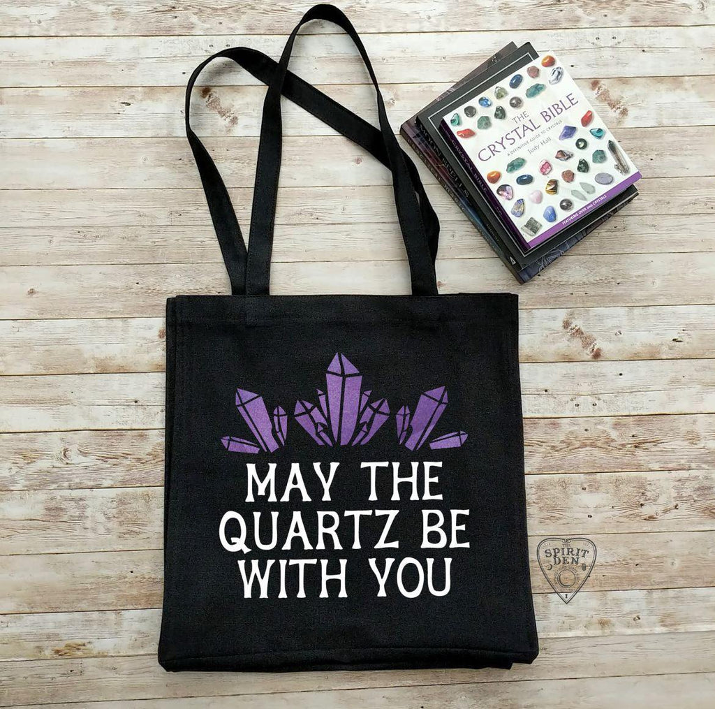 May The Quartz Be With You Black Cotton Canvas Market Tote Bag - The Spirit Den