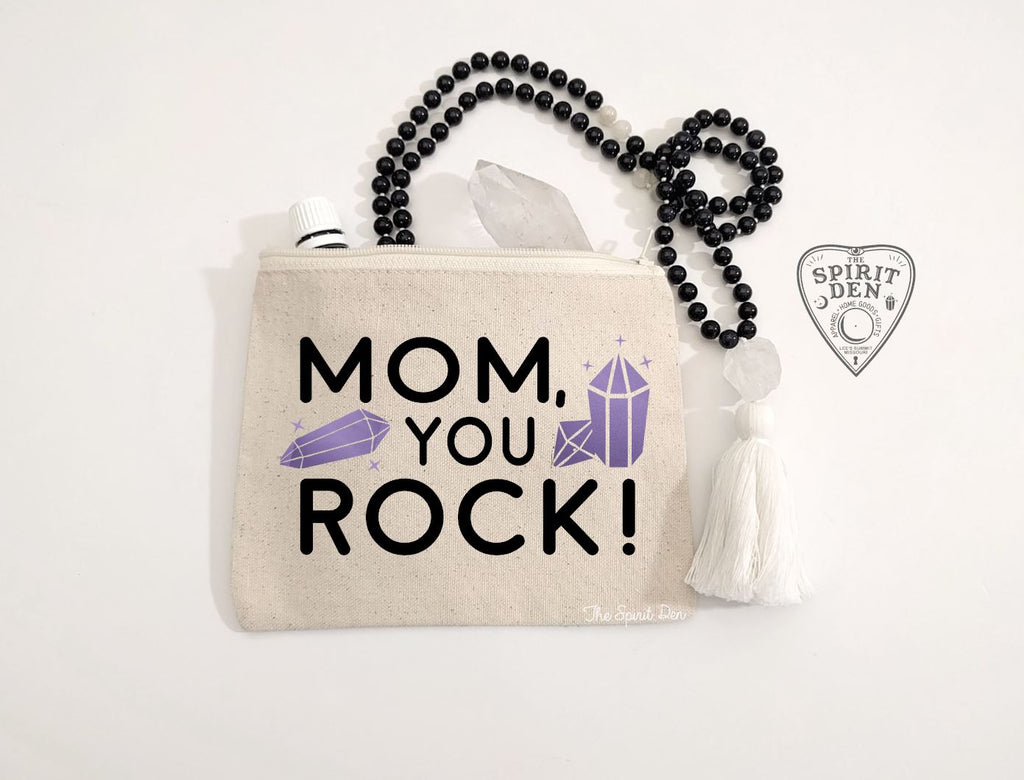 Mom You Rock Canvas Zipper Bag