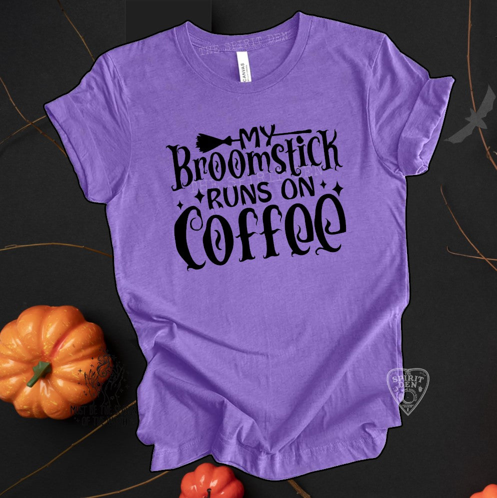 My Broomstick Runs On Coffee Purple Unisex T-shirt