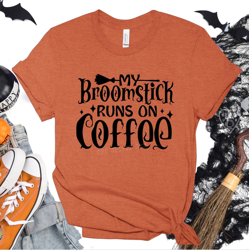 My Broomstick Runs On Coffee Orange Unisex T-shirt
