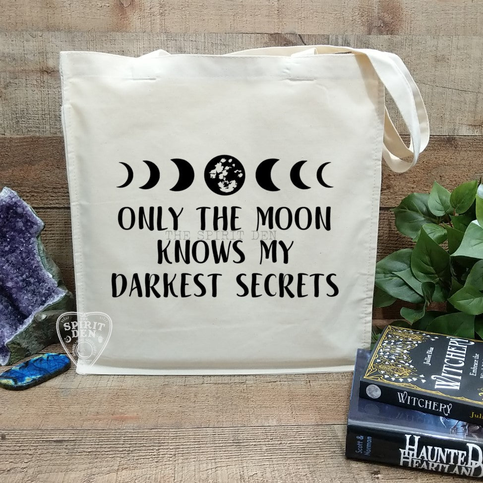 Only The Moon Knows My Darkest Secrets Canvas Market Tote Bag