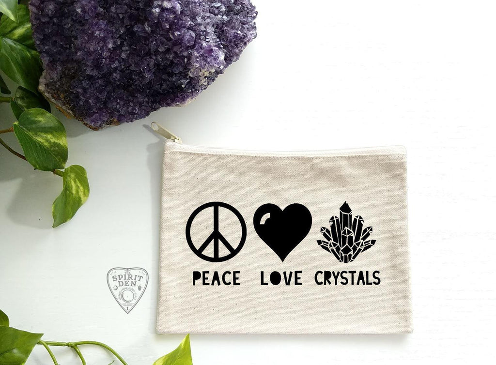 Peace Love Crystals Canvas Zipper Bag - The Spirit Den