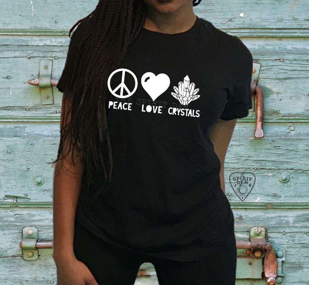 Peace Love Crystals T-Shirt - The Spirit Den