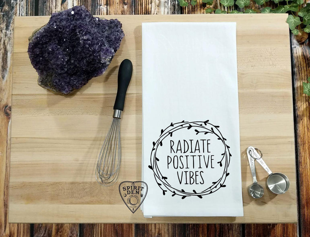 Radiate Positive Vibes Wreath Flour Sack Towel - The Spirit Den