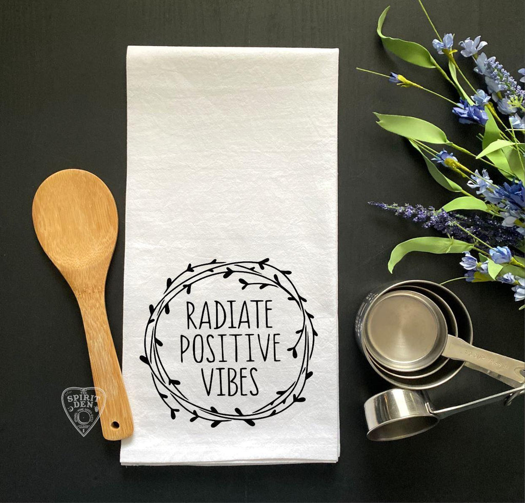Radiate Positive Vibes Wreath Flour Sack Towel - The Spirit Den
