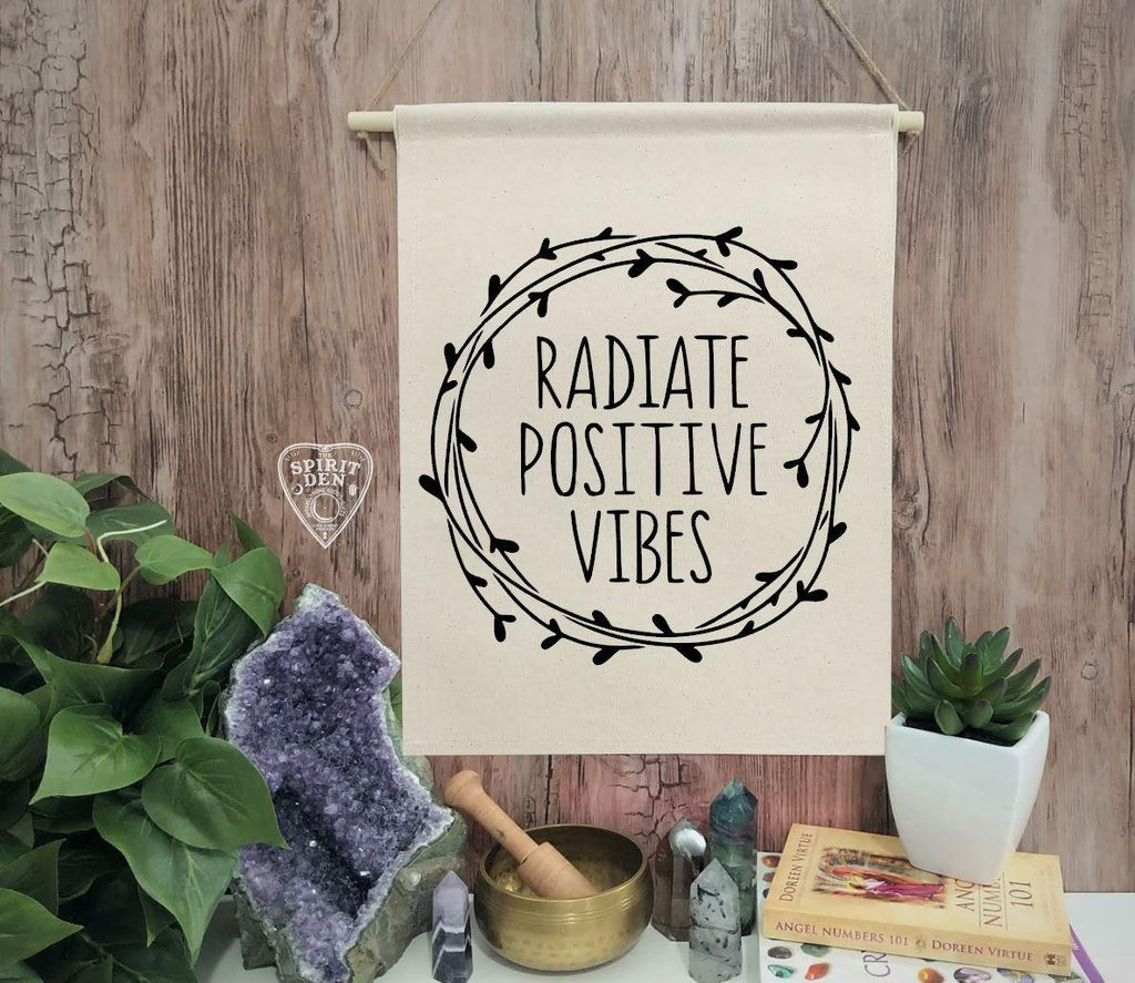 Radiate Positive Vibes Cotton Canvas Wall Banner - The Spirit Den