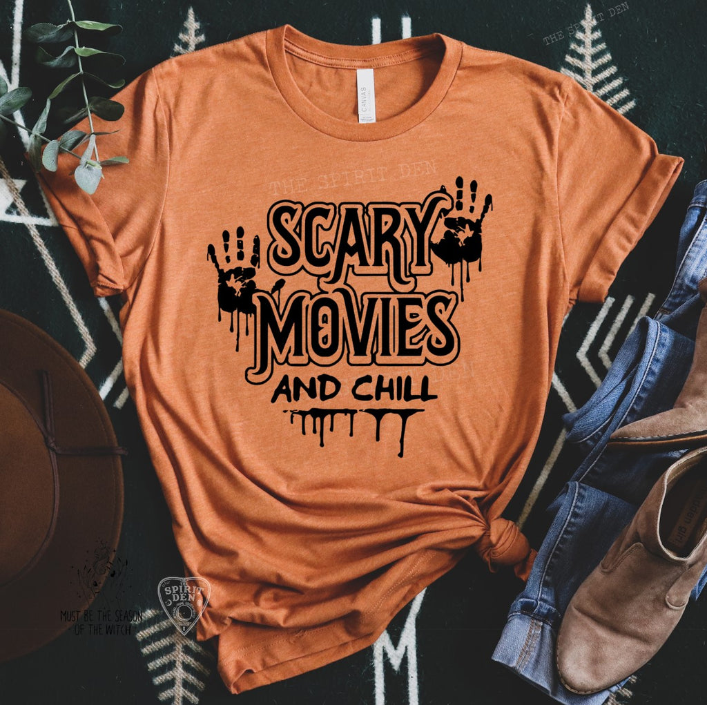 Scary Movies And Chill Orange Unisex T-shirt