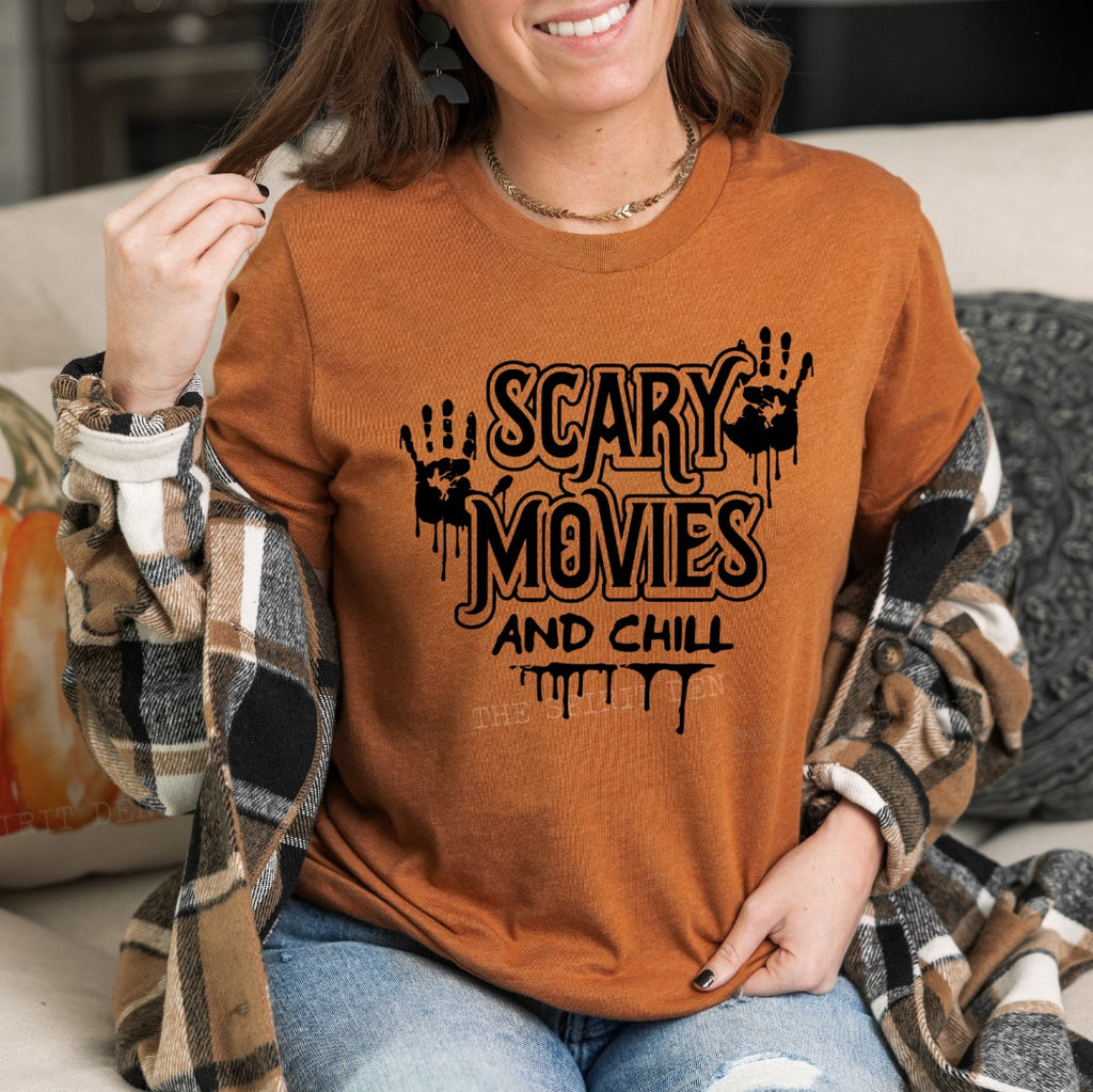 Scary Movies And Chill Orange Unisex T-shirt