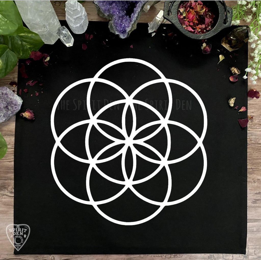 Seed of Life Crystal Grid Altar Cloth (White Design)