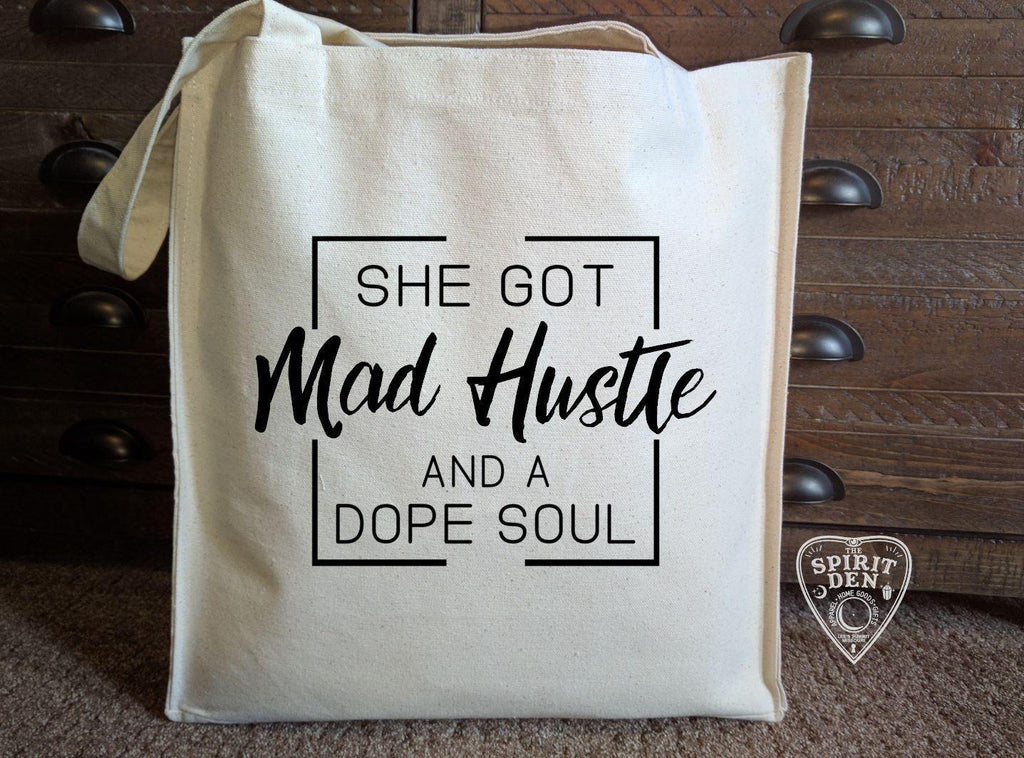 She Got Mad Hustle And A Dope Soul Cotton Canvas Market Bag - The Spirit Den